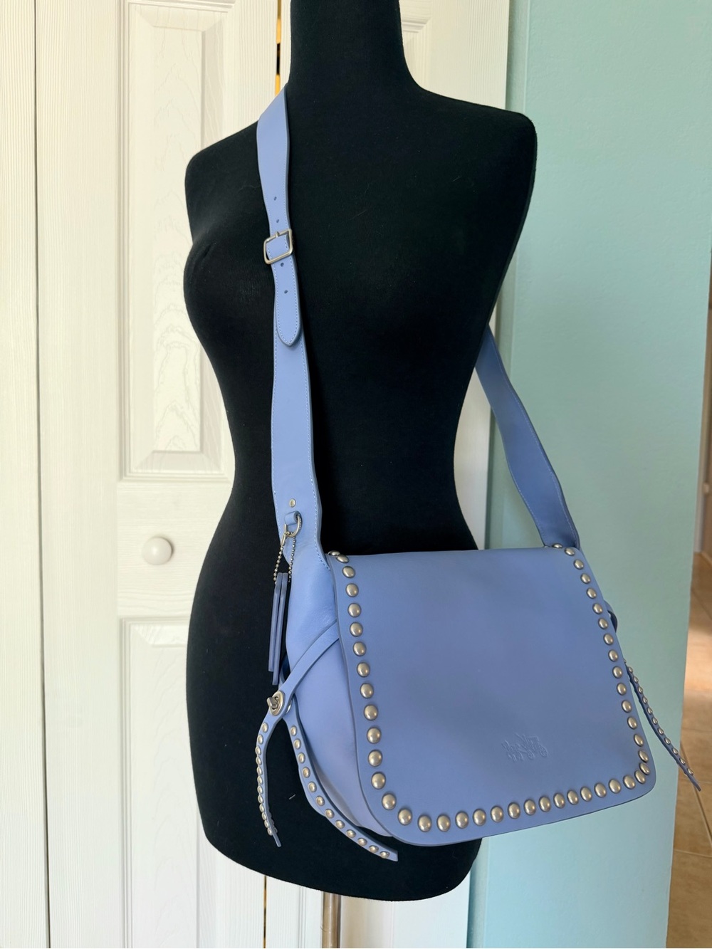Coach Rivets Dakotah Blue Leather Crossbody Bag